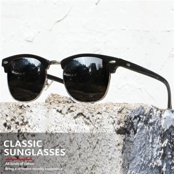 Classic Polarized Sunglasses for Men and Women Retro Style Semi Rimless Frame main image 5